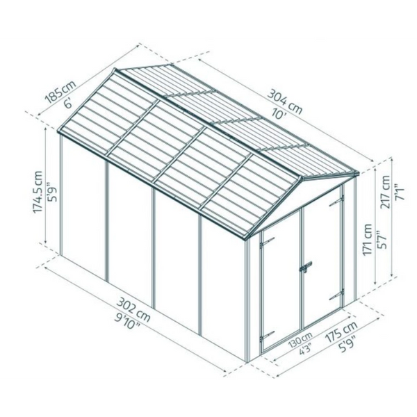 Rubicon 6 ft. x 10 ft. Shed With Floor - Dark Grey Panels