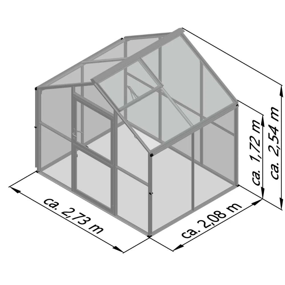 Greenhouse Novum II, 4 mm glass + polycarbonate, anthracite-grey