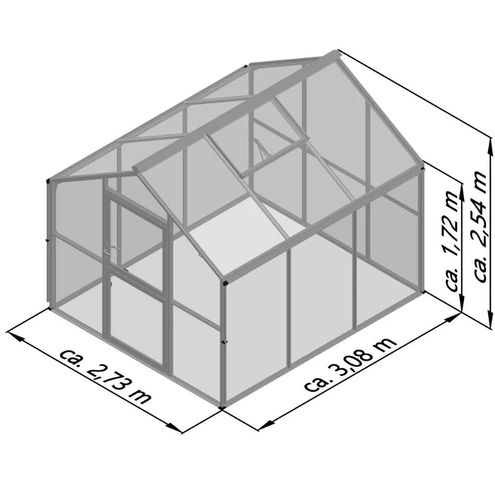 Greenhouse Novum III, 4 mm glass + polycarbonate, anthracite-grey