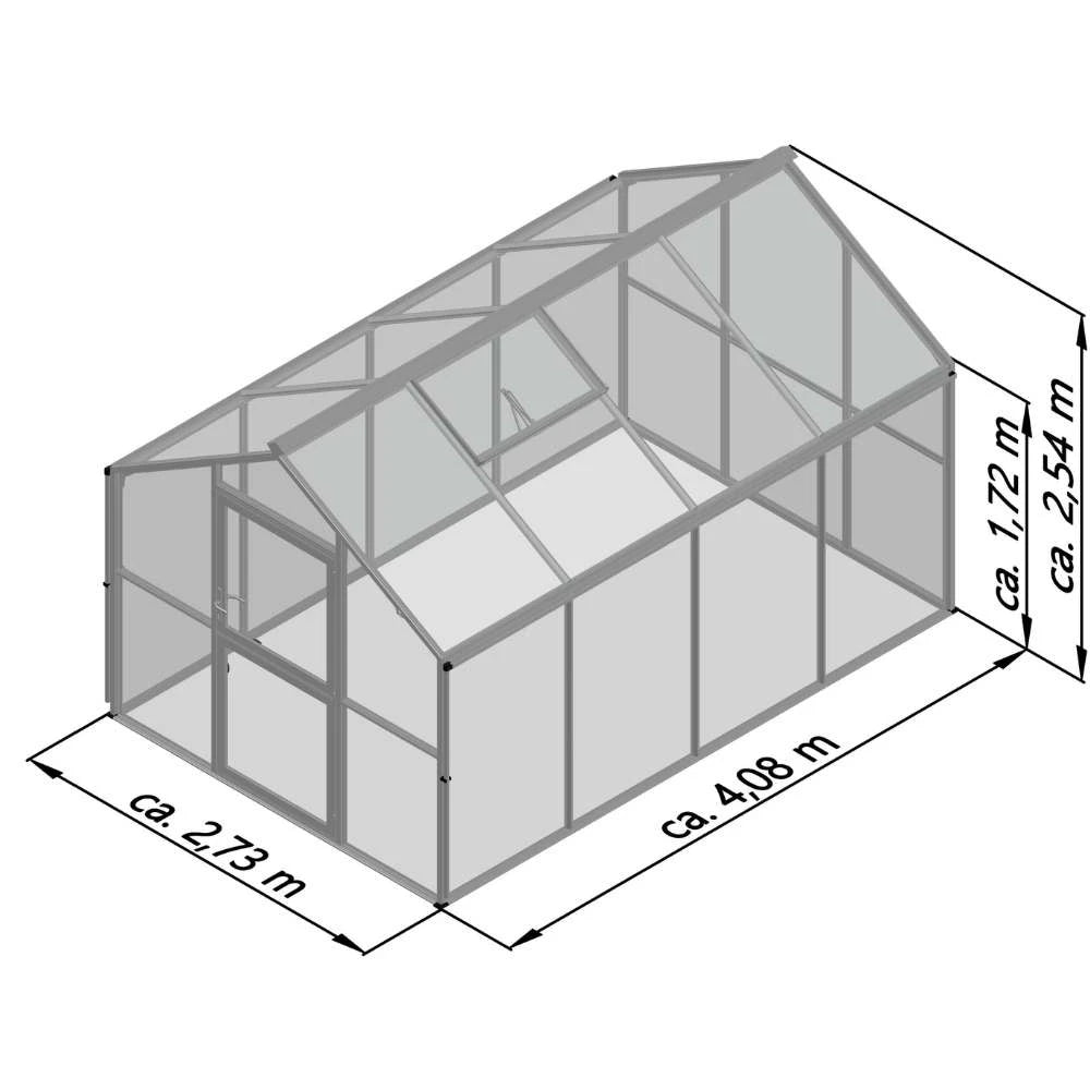 Greenhouse Novum IV, 4 mm glass + polycarbonate, fir green